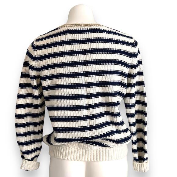 H&M Sweater Striped White and Blue Nautical Preppy Spring Trendy Size S - Picture 3 of 16